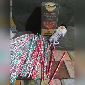 Christmas Paper Straws with Snowman Decoration